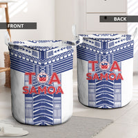 Rugby Toa Samoa Laundry Basket Samoan Tatau White Version LT05 - Polynesian Pride