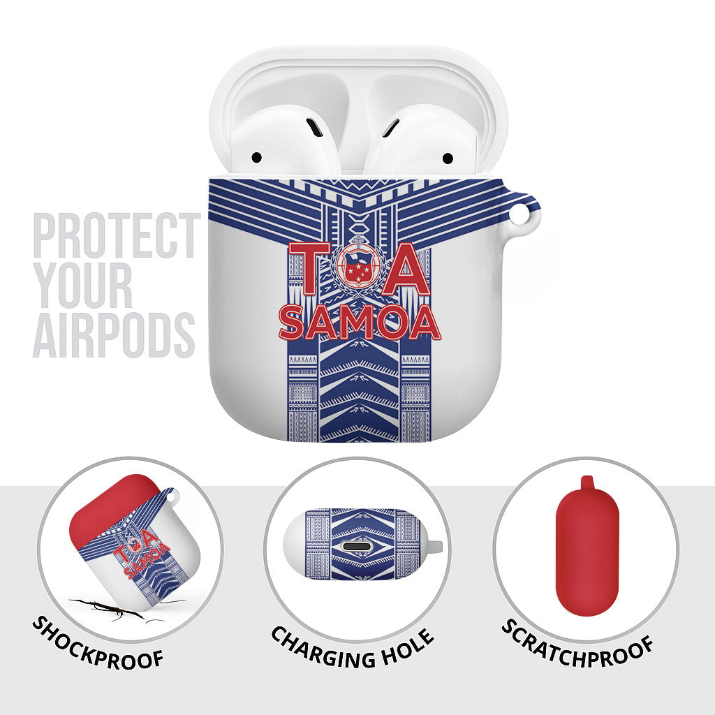 Rugby Toa Samoa AirPods Case Samoan Tatau White Version LT05 - Polynesian Pride
