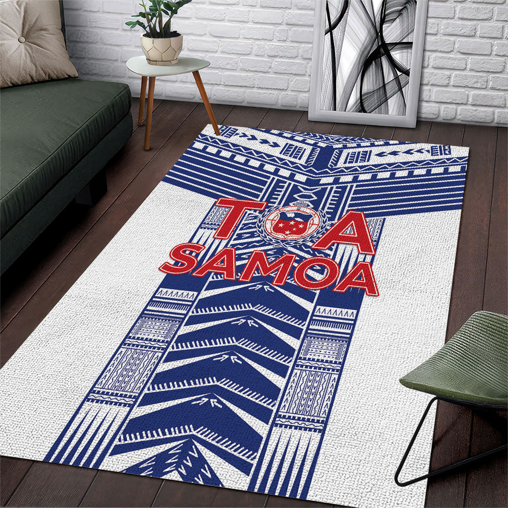 Rugby Toa Samoa Area Rug Samoan Tatau White Version LT05 White - Polynesian Pride