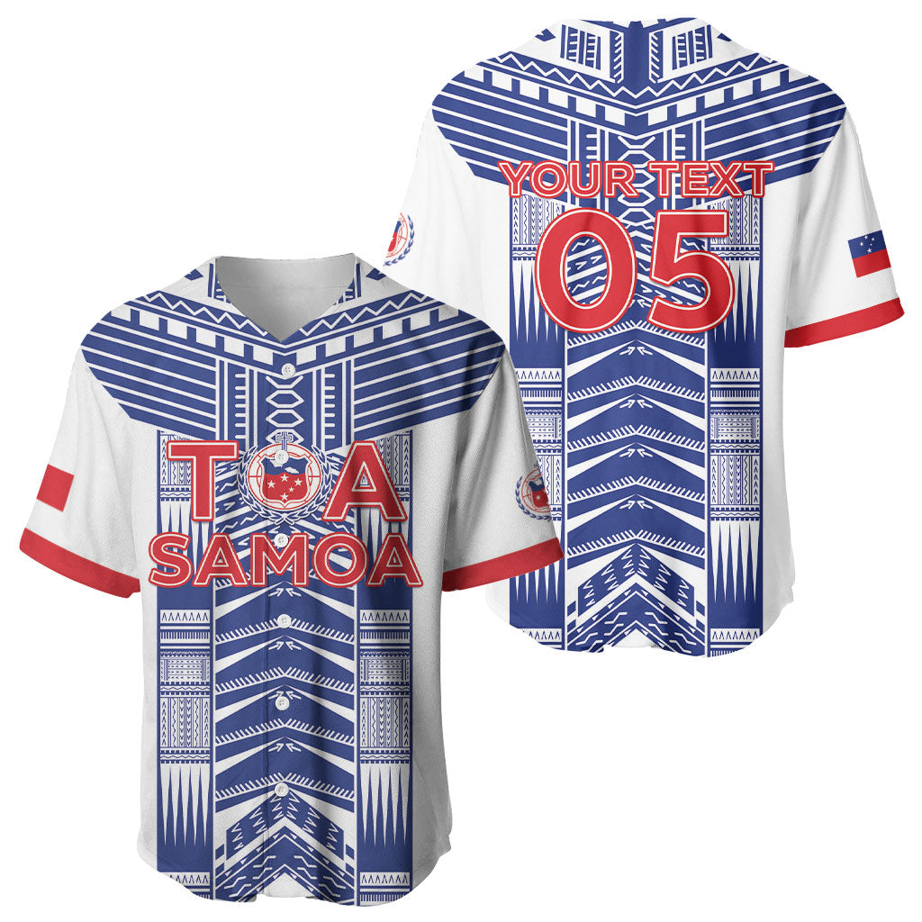 Custom Rugby Toa Samoa Baseball Jersey Samoan Tatau White Version LT05 - Polynesian Pride