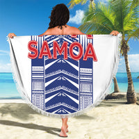 Rugby Toa Samoa Beach Blanket Samoan Tatau White Version LT05 - Polynesian Pride