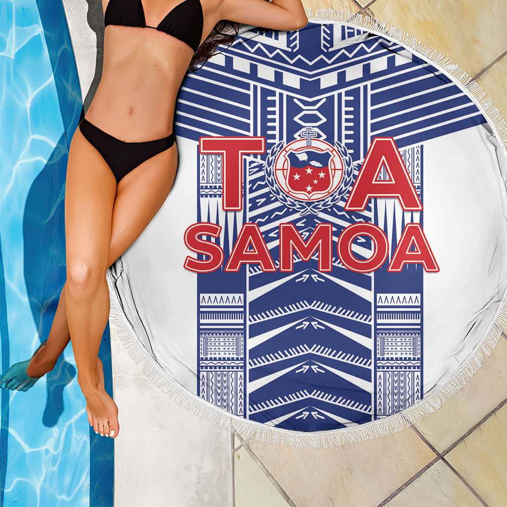 Rugby Toa Samoa Beach Blanket Samoan Tatau White Version LT05 - Polynesian Pride
