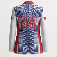 Custom Rugby Toa Samoa Blazer Samoan Tatau White Version LT05 - Polynesian Pride