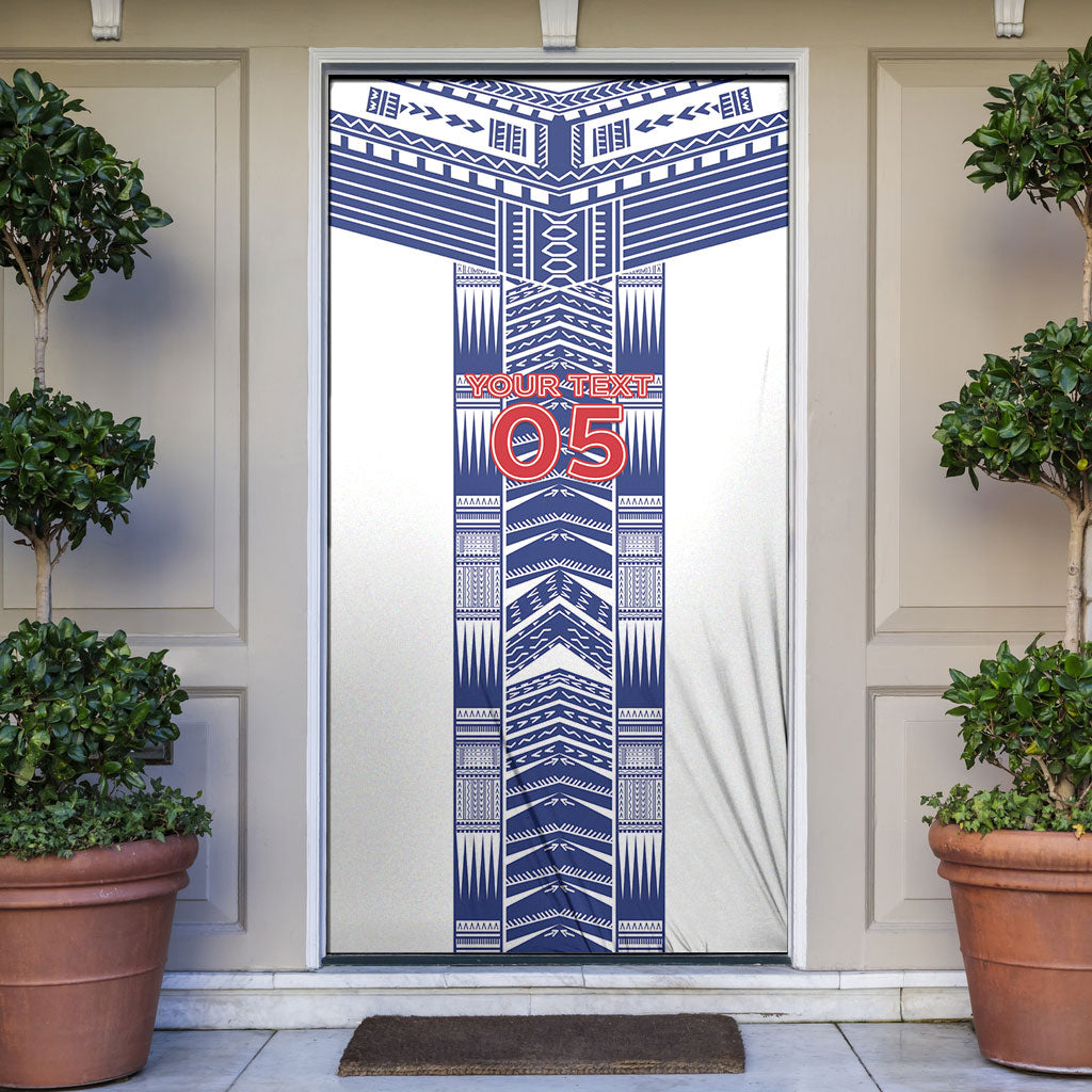 Custom Rugby Toa Samoa Door Cover Samoan Tatau White Version LT05 White - Polynesian Pride