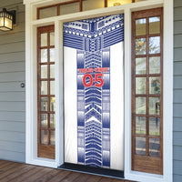 Custom Rugby Toa Samoa Door Cover Samoan Tatau White Version LT05 - Polynesian Pride