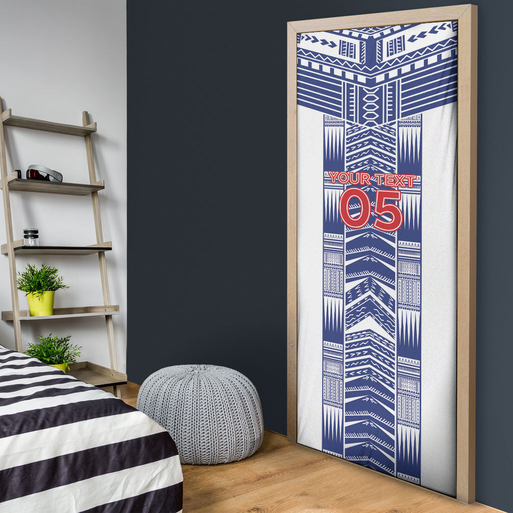Custom Rugby Toa Samoa Door Cover Samoan Tatau White Version LT05 - Polynesian Pride