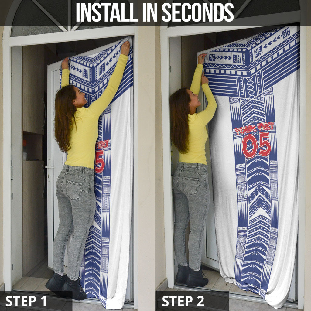 Custom Rugby Toa Samoa Door Cover Samoan Tatau White Version LT05 - Polynesian Pride