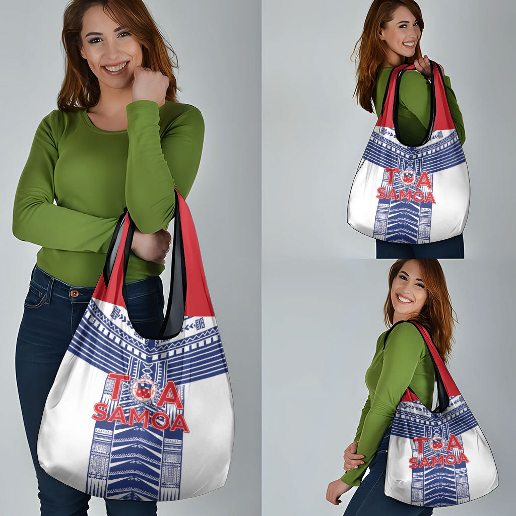 Rugby Toa Samoa Grocery Bag Samoan Tatau White Version LT05 - Polynesian Pride