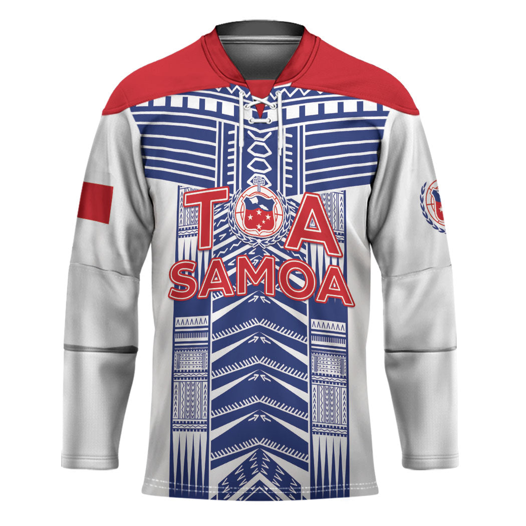 Custom Rugby Toa Samoa Hockey Jersey Samoan Tatau White Version LT05 Unisex White - Polynesian Pride