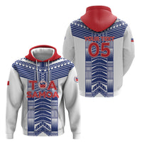 Custom Rugby Toa Samoa Hoodie Samoan Tatau White Version LT05 - Polynesian Pride