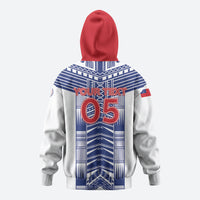 Custom Rugby Toa Samoa Hoodie Samoan Tatau White Version LT05 - Polynesian Pride