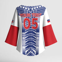 Custom Rugby Toa Samoa Kimono Sleeve Blouse Samoan Tatau White Version LT05 - Polynesian Pride
