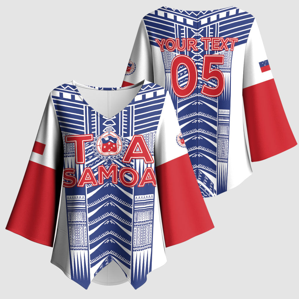 Custom Rugby Toa Samoa Kimono Sleeve Blouse Samoan Tatau White Version LT05 - Polynesian Pride
