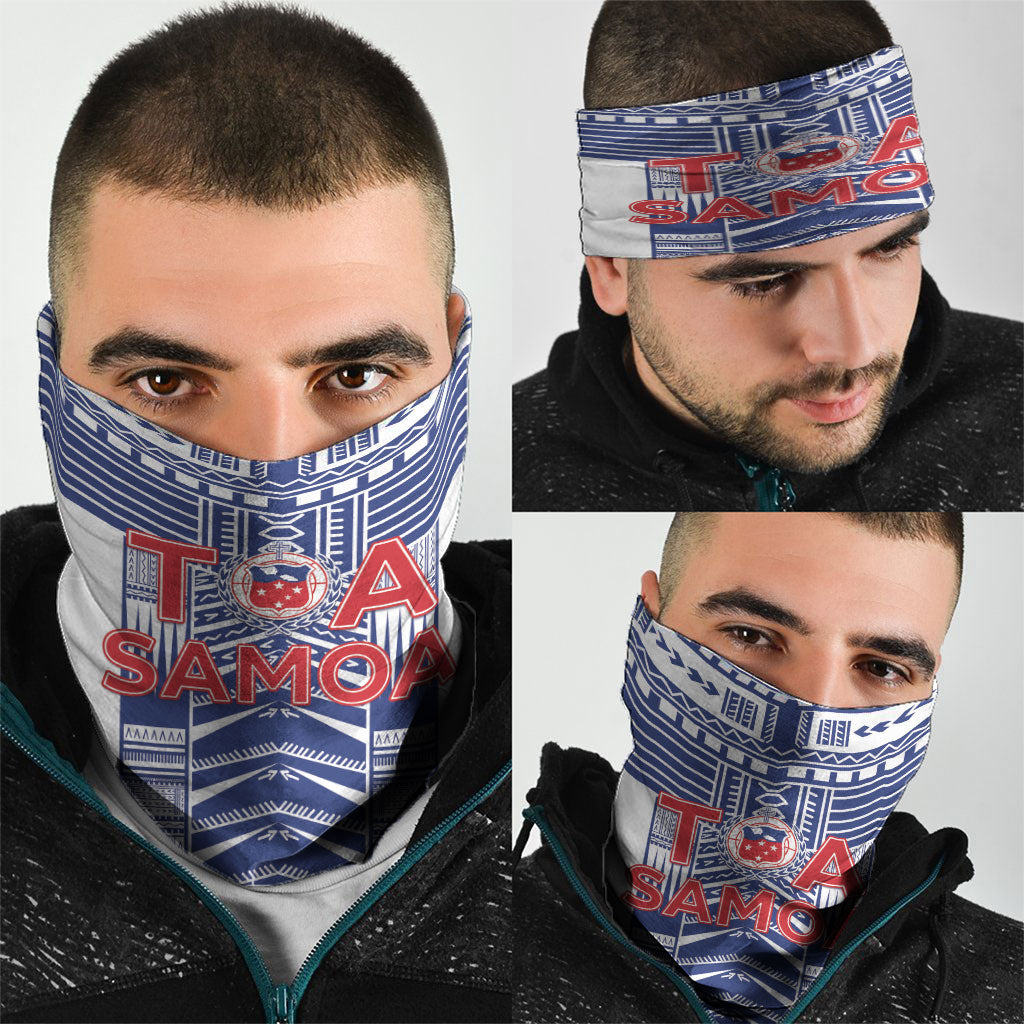 Rugby Toa Samoa Neck Gaiter Samoan Tatau White Version LT05 - Polynesian Pride