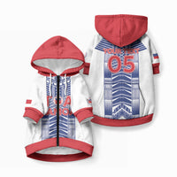 Custom Rugby Toa Samoa Pet Hoodie Samoan Tatau White Version LT05 Zip-up White - Polynesian Pride