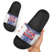Rugby Toa Samoa Slide Sandals Samoan Tatau White Version LT05 - Polynesian Pride