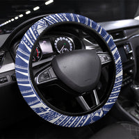 Rugby Toa Samoa Steering Wheel Cover Samoan Tatau White Version LT05 Universal Fit White - Polynesian Pride