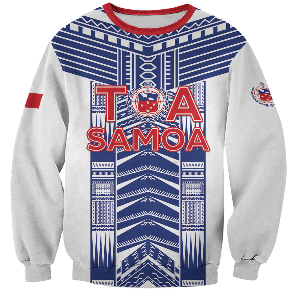 Custom Rugby Toa Samoa Sweatshirt Samoan Tatau White Version LT05 Unisex White - Polynesian Pride