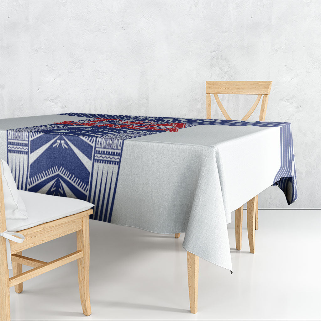 Rugby Toa Samoa Tablecloth Samoan Tatau White Version LT05 - Polynesian Pride