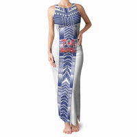 Custom Rugby Toa Samoa Tank Maxi Dress Samoan Tatau White Version LT05 Women White - Polynesian Pride