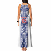 Custom Rugby Toa Samoa Tank Maxi Dress Samoan Tatau White Version LT05 - Polynesian Pride