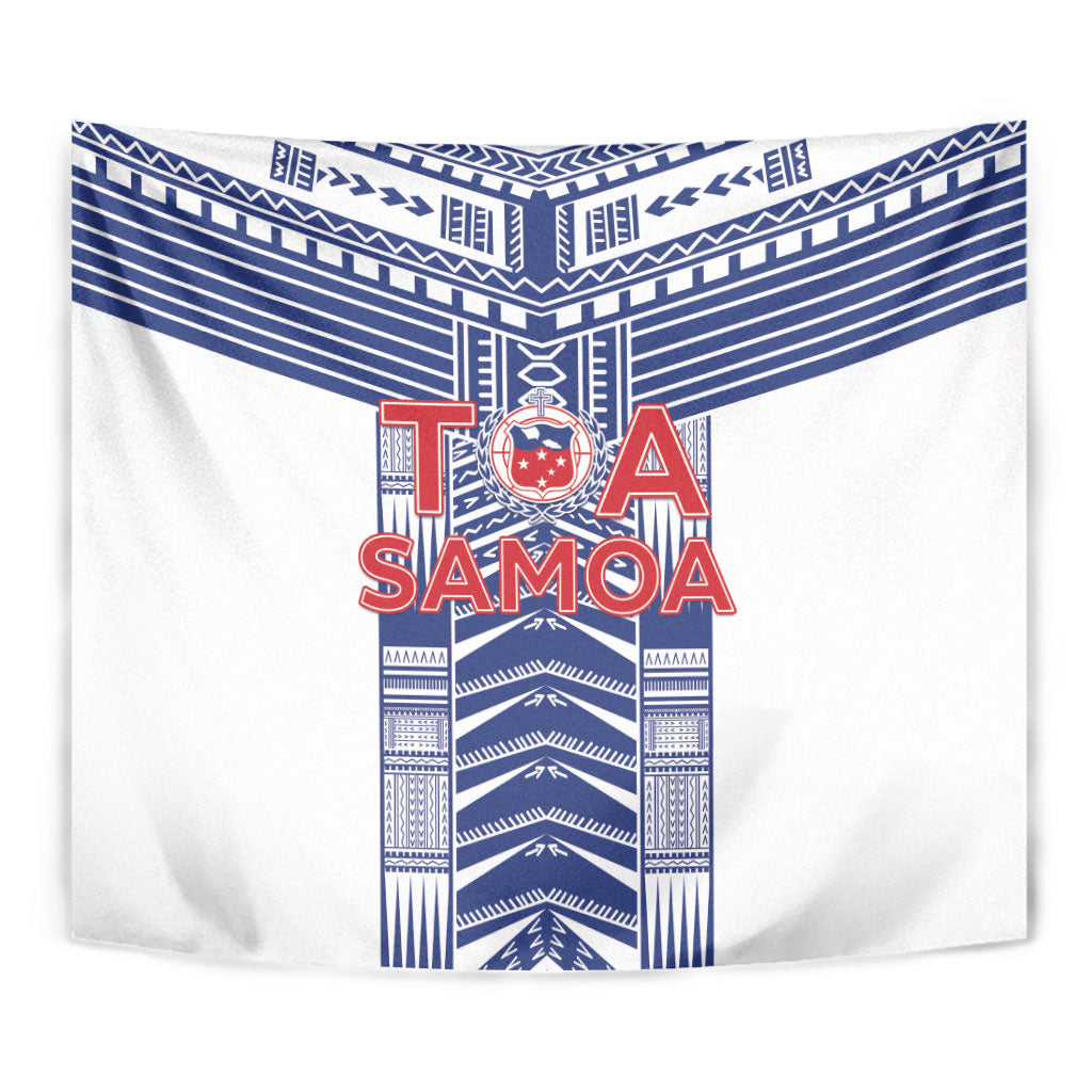 Rugby Toa Samoa Tapestry Samoan Tatau White Version LT05 - Polynesian Pride