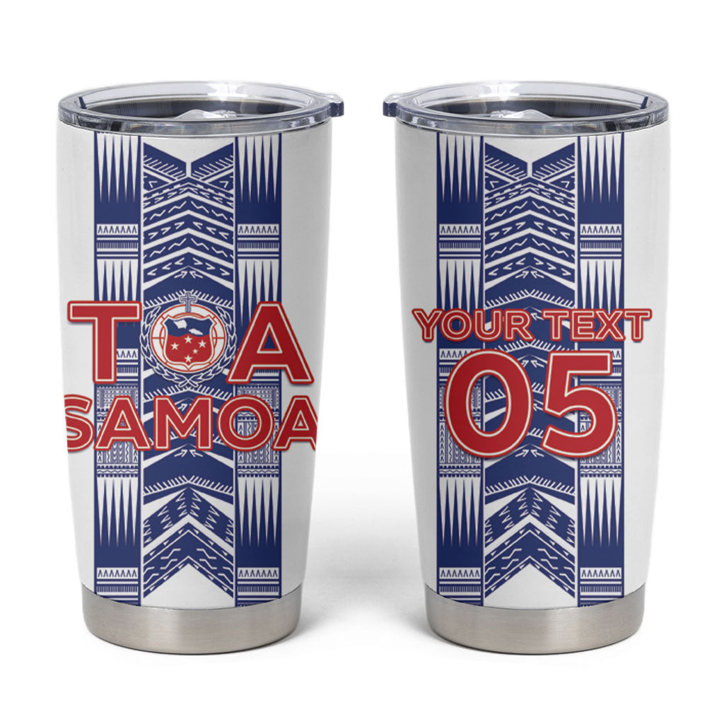 Custom Rugby Toa Samoa Tumbler Cup Samoan Tatau White Version LT05 White - Polynesian Pride