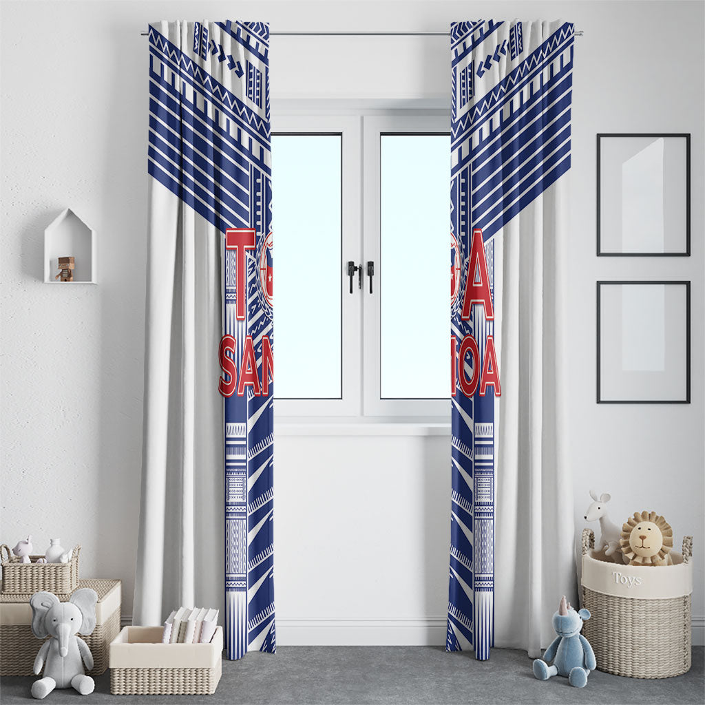 Rugby Toa Samoa Window Curtain Samoan Tatau White Version LT05 - Polynesian Pride