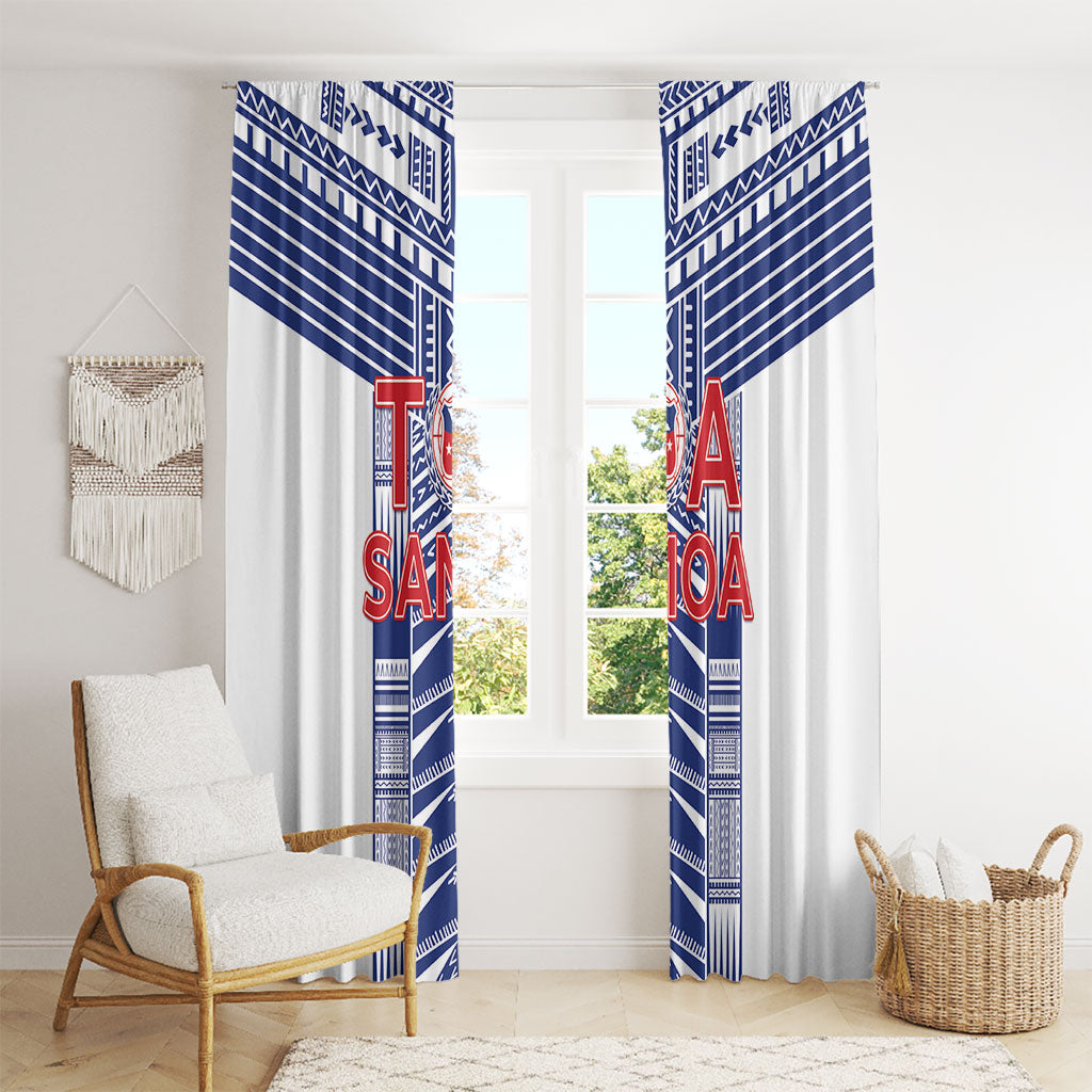 Rugby Toa Samoa Window Curtain Samoan Tatau White Version LT05 - Polynesian Pride
