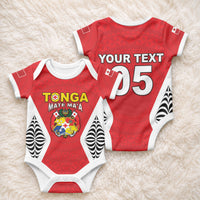 Custom 2026 Tonga Rugby XIII Baby Onesie Sporty Style LT05 - Polynesian Pride