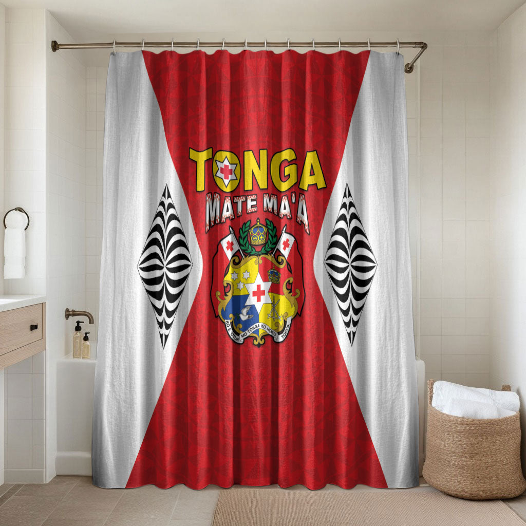 2026 Tonga Rugby XIII Bathroom Set Sporty Style LT05 Shower Curtain Only Red - Polynesian Pride