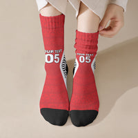 Custom 2026 Tonga Rugby XIII Crew Socks Sporty Style LT05 Crew Socks Red - Polynesian Pride