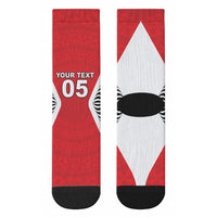 Custom 2026 Tonga Rugby XIII Crew Socks Sporty Style LT05 - Polynesian Pride