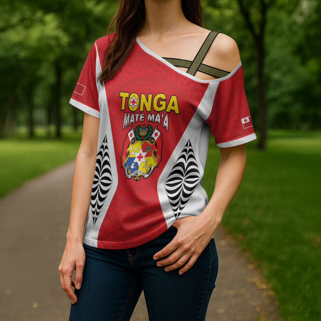 Custom 2026 Tonga Rugby XIII Cross Shoulder Shirt Sporty Style LT05 - Polynesian Pride