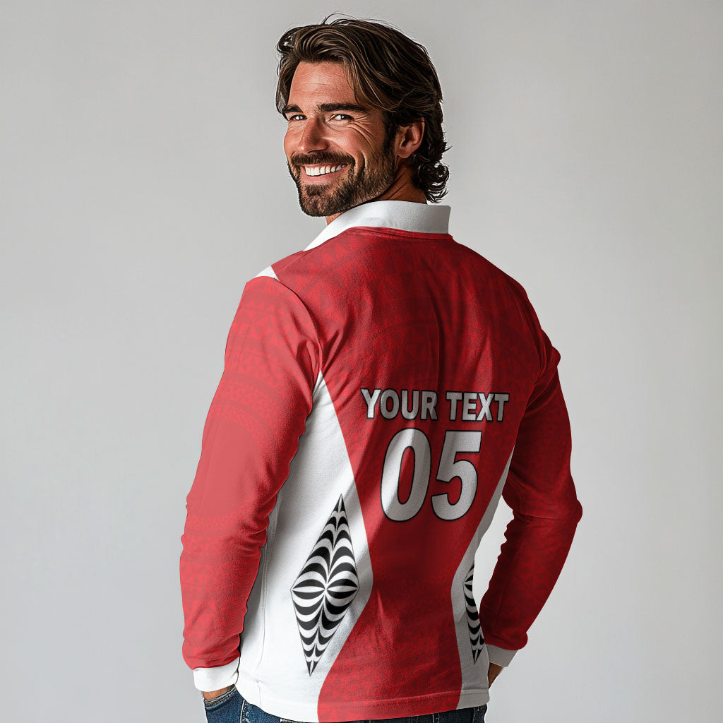 Custom 2026 Tonga Rugby XIII Long Sleeve Polo Shirt Sporty Style LT05 - Polynesian Pride