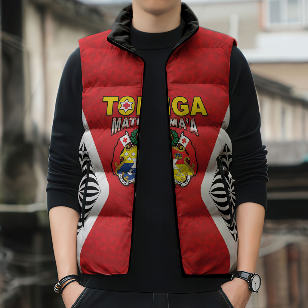 Custom 2026 Tonga Rugby XIII Sleeveless Puffer Jacket Sporty Style LT05 - Polynesian Pride