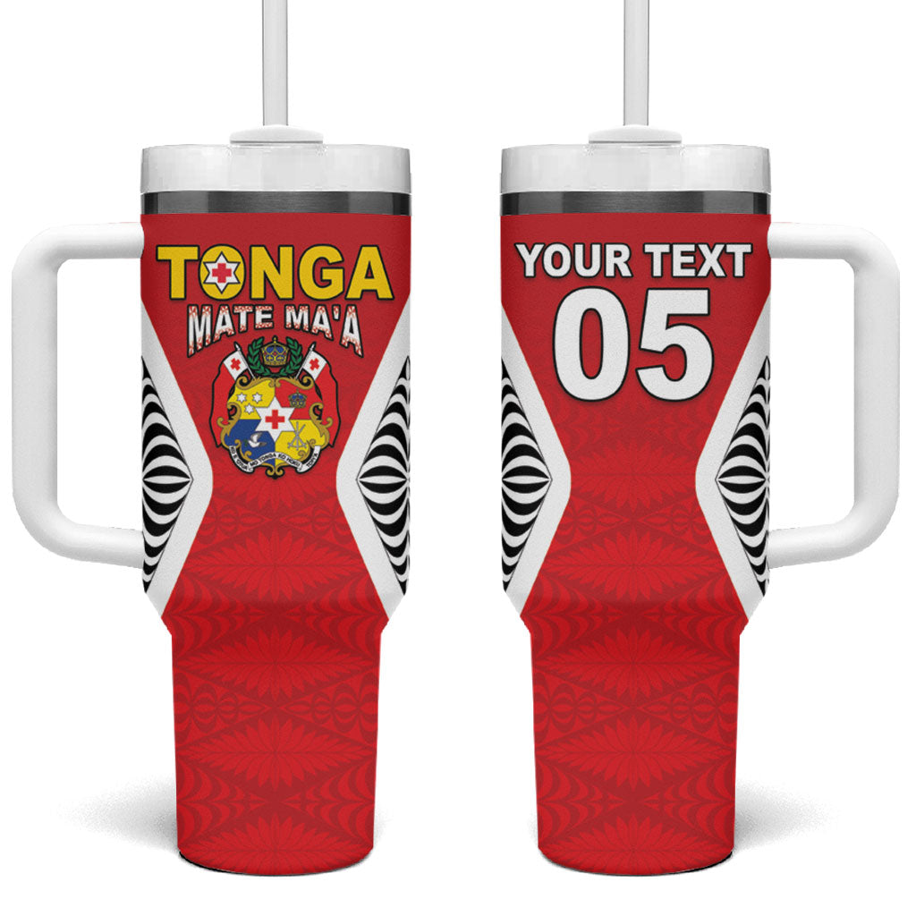 Custom 2026 Tonga Rugby XIII Tumbler With Handle Sporty Style LT05 One Size: 40 oz Red - Polynesian Pride