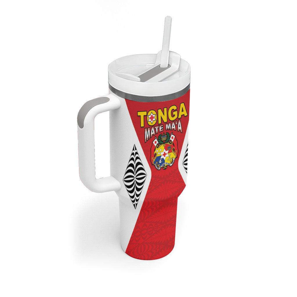 Custom 2026 Tonga Rugby XIII Tumbler With Handle Sporty Style LT05 - Polynesian Pride