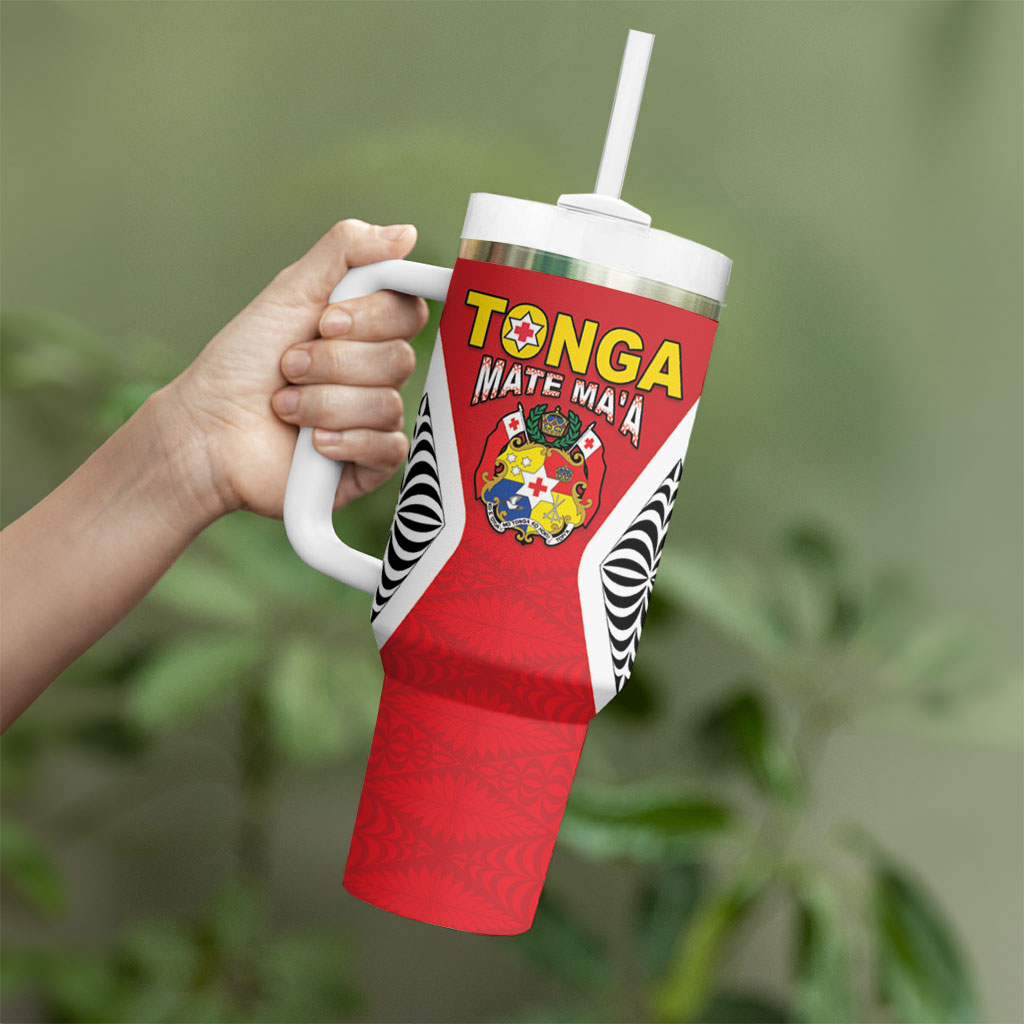 Custom 2026 Tonga Rugby XIII Tumbler With Handle Sporty Style LT05 - Polynesian Pride