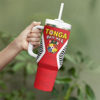 Custom 2026 Tonga Rugby XIII Tumbler With Handle Sporty Style LT05 - Polynesian Pride