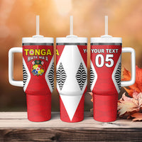 Custom 2026 Tonga Rugby XIII Tumbler With Handle Sporty Style LT05 - Polynesian Pride