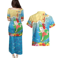 Christmas In Hawaii Couples Matching Puletasi and Hawaiian Shirt Tis The Sea Sun