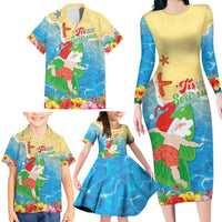 Christmas In Hawaii Family Matching Long Sleeve Bodycon Dress and Hawaiian Shirt Tis The Sea Sun LT05 - Polynesian Pride