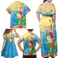 Christmas In Hawaii Family Matching Off Shoulder Maxi Dress and Hawaiian Shirt Tis The Sea Sun LT05 - Polynesian Pride