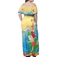 Christmas In Hawaii Family Matching Off Shoulder Maxi Dress and Hawaiian Shirt Tis The Sea Sun LT05 - Polynesian Pride