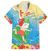 Christmas In Hawaii Family Matching Off Shoulder Short Dress and Hawaiian Shirt Tis The Sea Sun LT05 Dad's Shirt - Short Sleeve Blue - Polynesian Pride