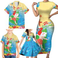 Christmas In Hawaii Family Matching Short Sleeve Bodycon Dress and Hawaiian Shirt Tis The Sea Sun LT05 - Polynesian Pride