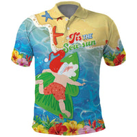 Christmas In Hawaii Polo Shirt Tis The Sea Sun LT05 Blue - Polynesian Pride