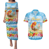 Personalised Hawaii Funny Thanksgiving Couples Matching Puletasi and Hawaiian Shirt Thankful From The Beach