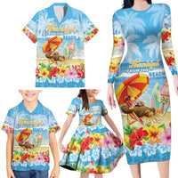 Personalised Hawaii Funny Thanksgiving Family Matching Long Sleeve Bodycon Dress and Hawaiian Shirt Thankful From The Beach LT05 - Polynesian Pride